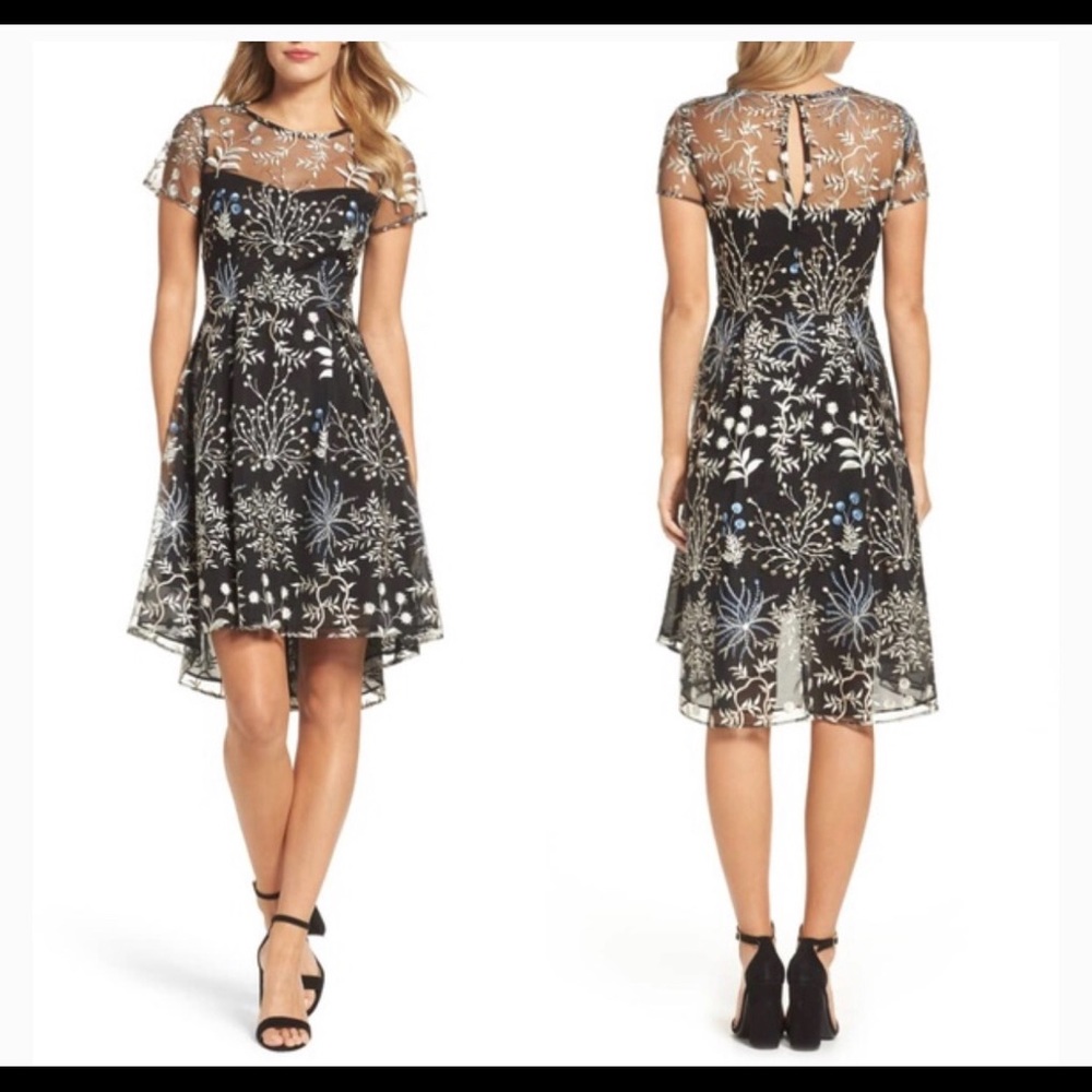 Adrianna Papell Ethereal hi-low embroidered dress